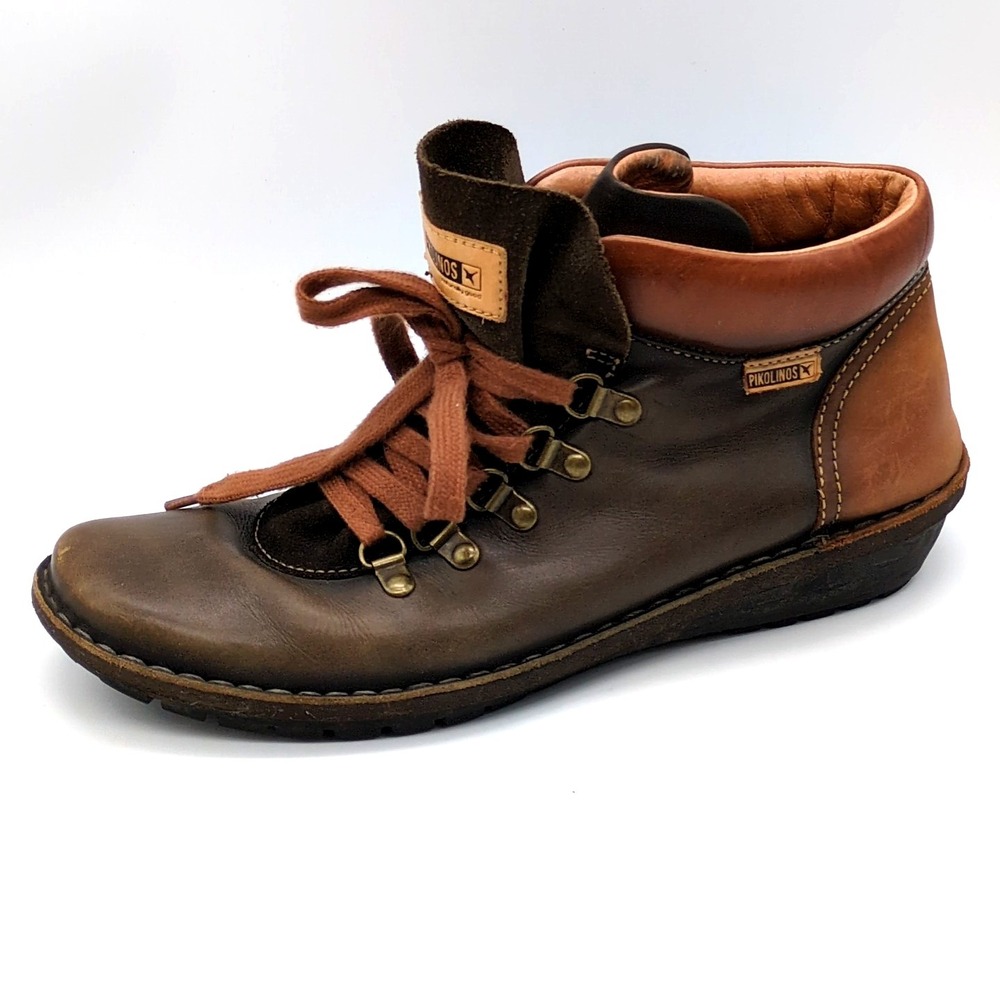 Pikolinos Shoes Womens Green EUR 40 Leather‎ Ankle Boots Walking Comfort Lace Up
